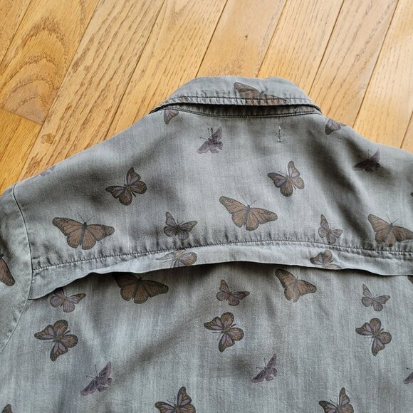 STANDARD GRACE Gray Butterfly Print Women's Shirt L - Picture 8 of 13